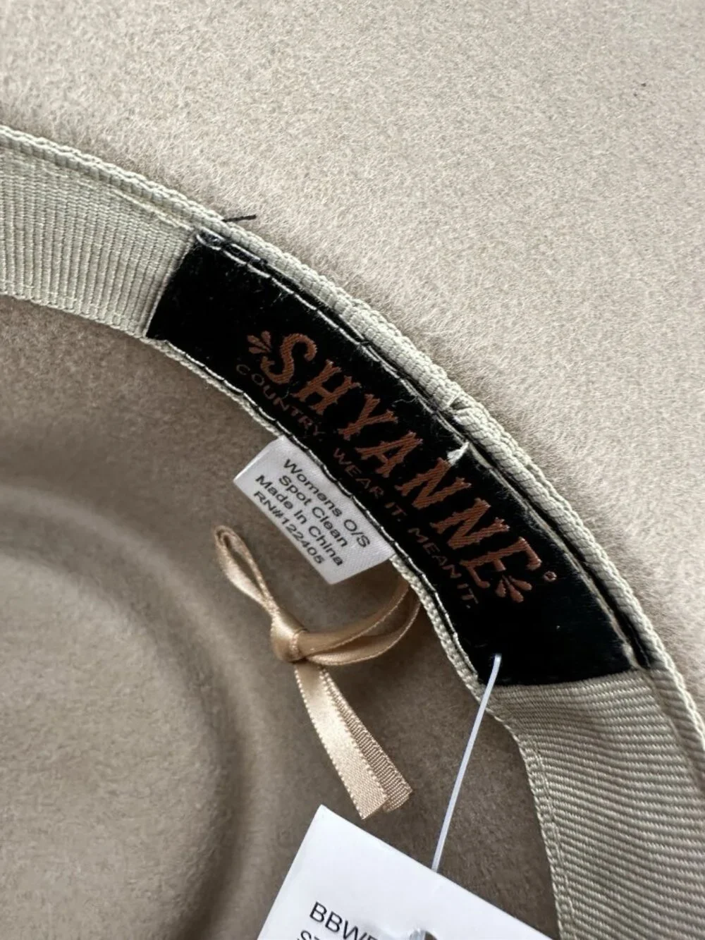 Shyanne Women's Wool Felt Fedora Wide Brim Hat Beige Khaki Western OS NWT